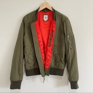Gap Nylon Bomber Jacket in Surplus Green